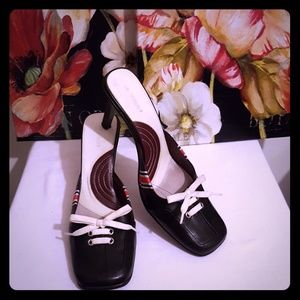 Classy Nine West Leather Mule Heels